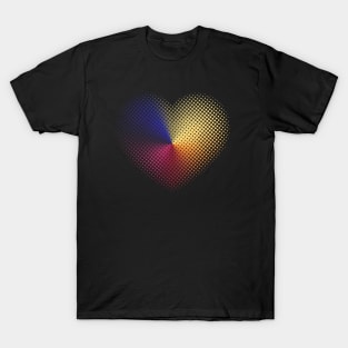 Angle Gradient on Halftone Heart (Black) T-Shirt